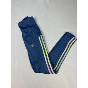 Adidas Girls Blue Gradient 3-Stripe Active Leggings Side Pocket Size M 10/12